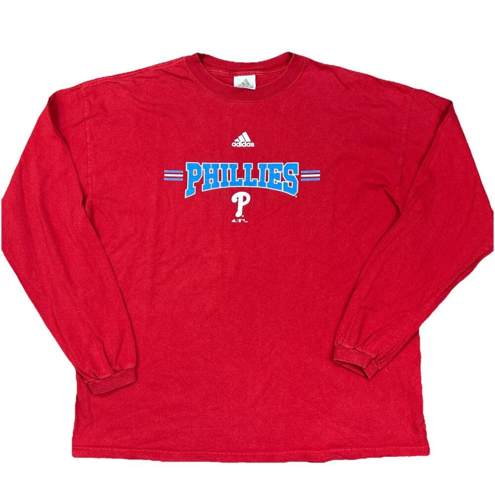 Y2K Adidas Philadelphia Phillies 2005 Long Sleeve T-shirt MLB Men's Size XL